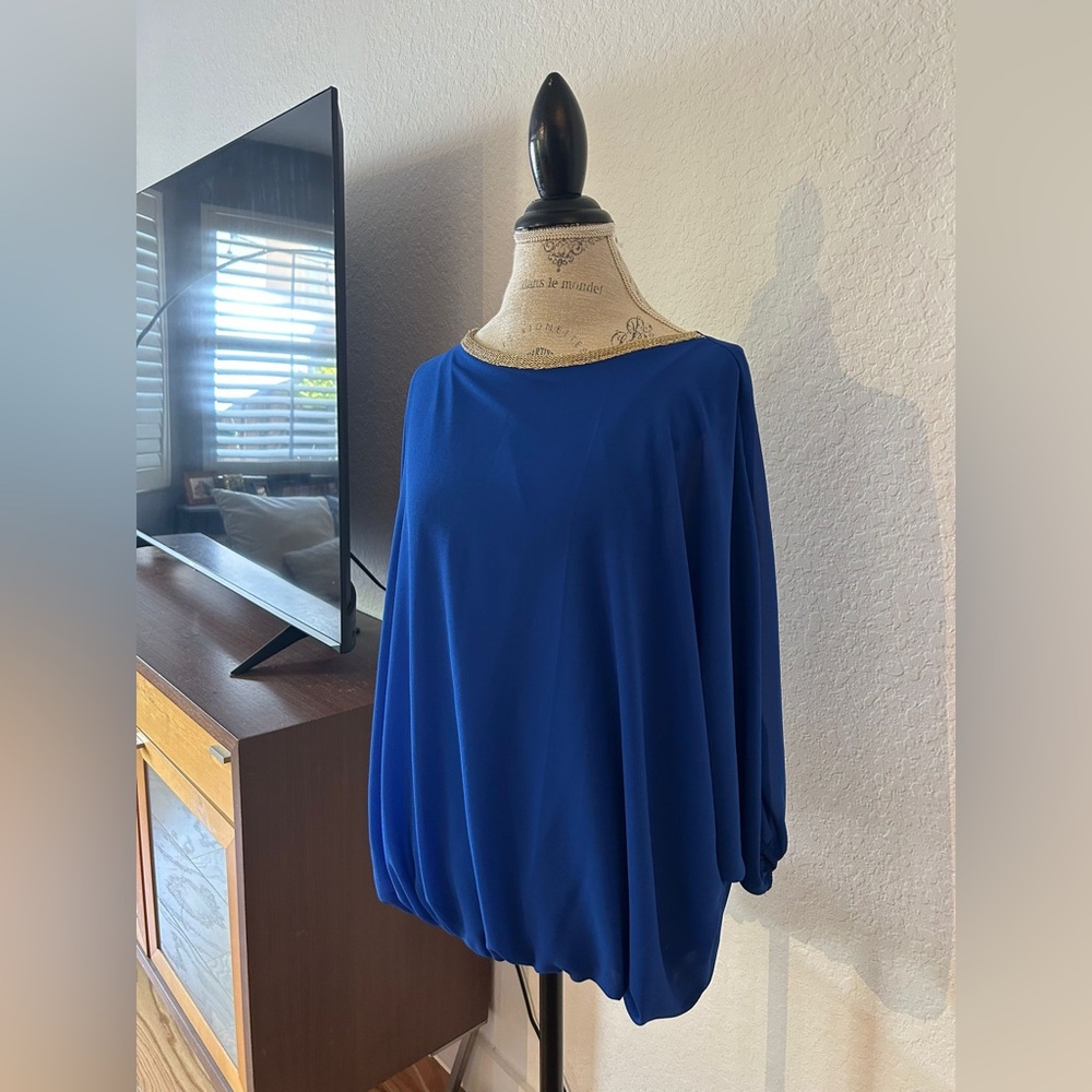 Royal blue with gold detail blouse